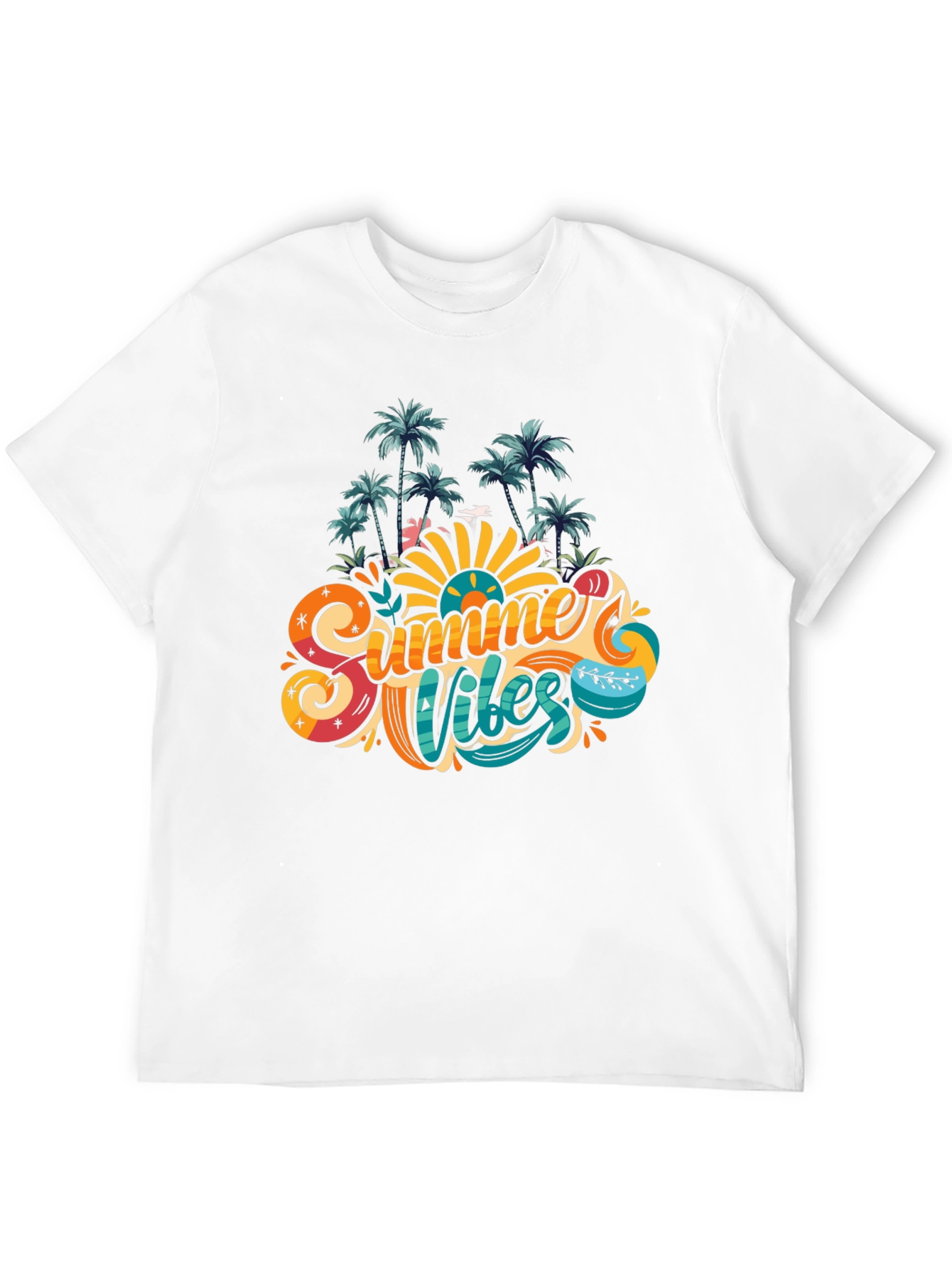 Summer Vibes Graphic Tee - Tropical Palm Design