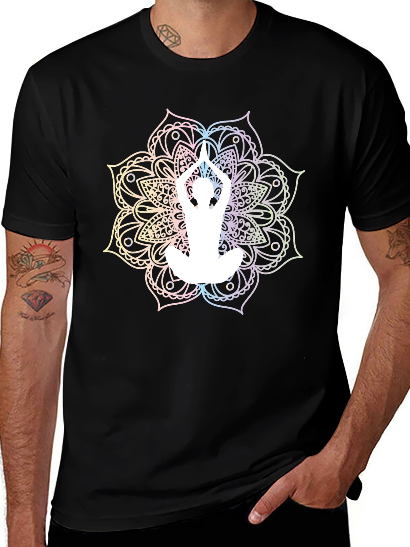 Yoga Mandala Graphic Tee - Black