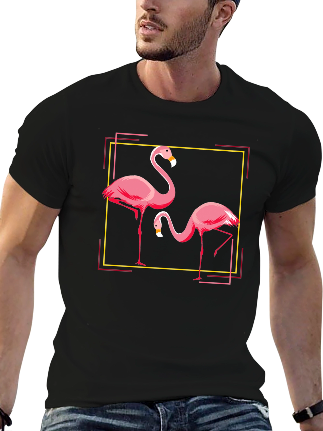 Flamingo Graphic Tee - Black Cotton Blend