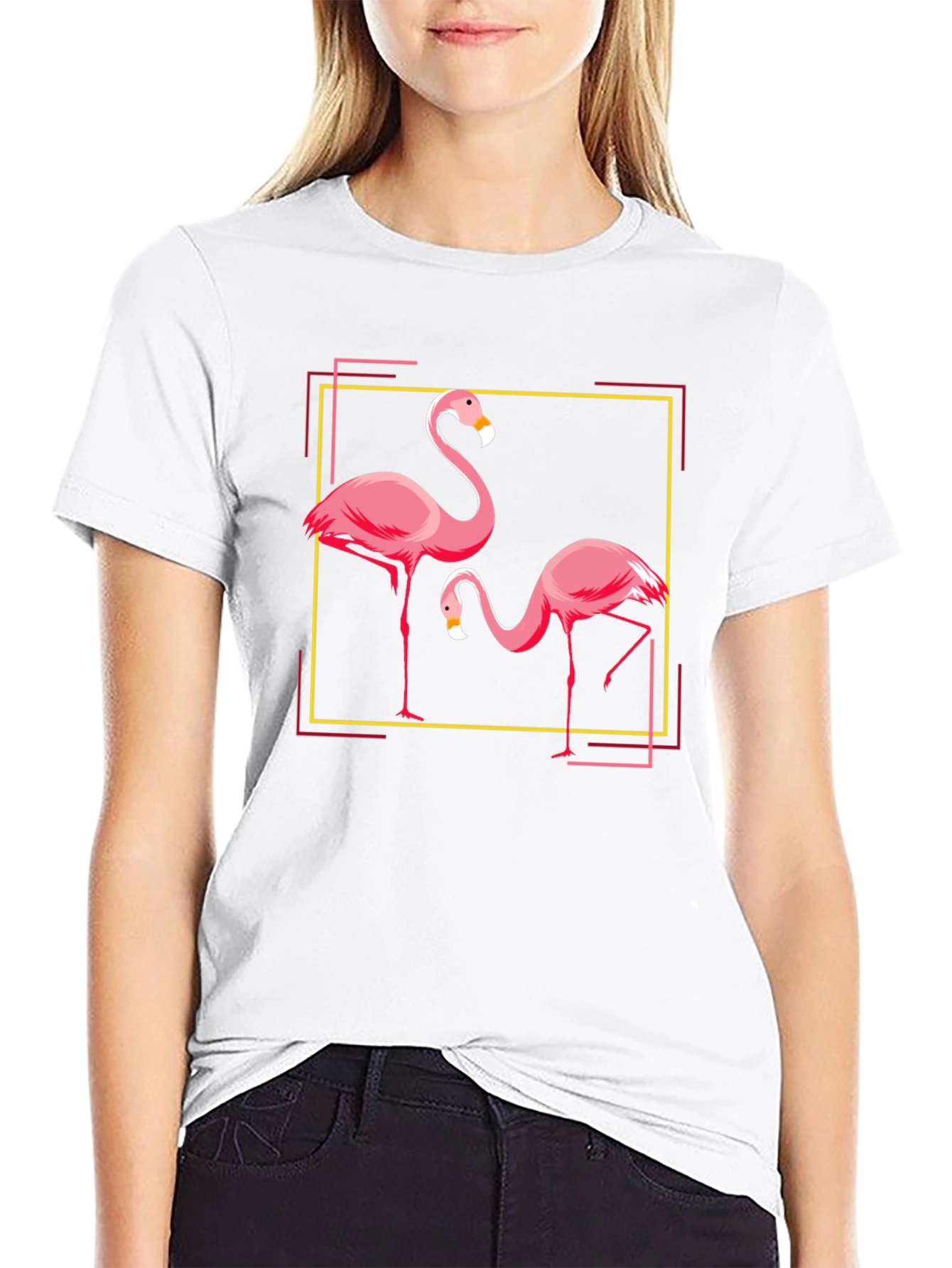 Flamingo Graphic Tee - Black Cotton Blend