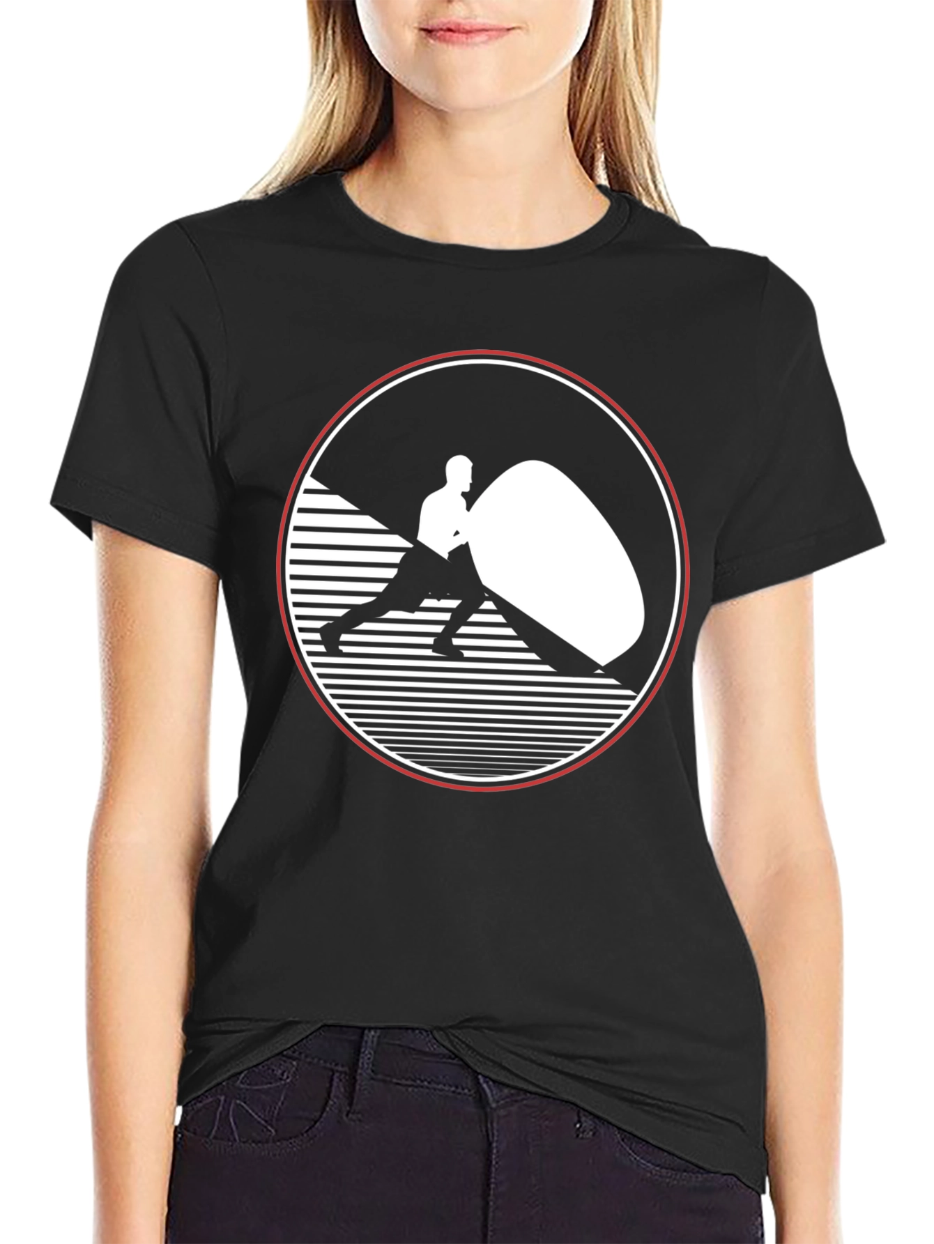 Mens Black Graphic T-Shirt - Strongman Design