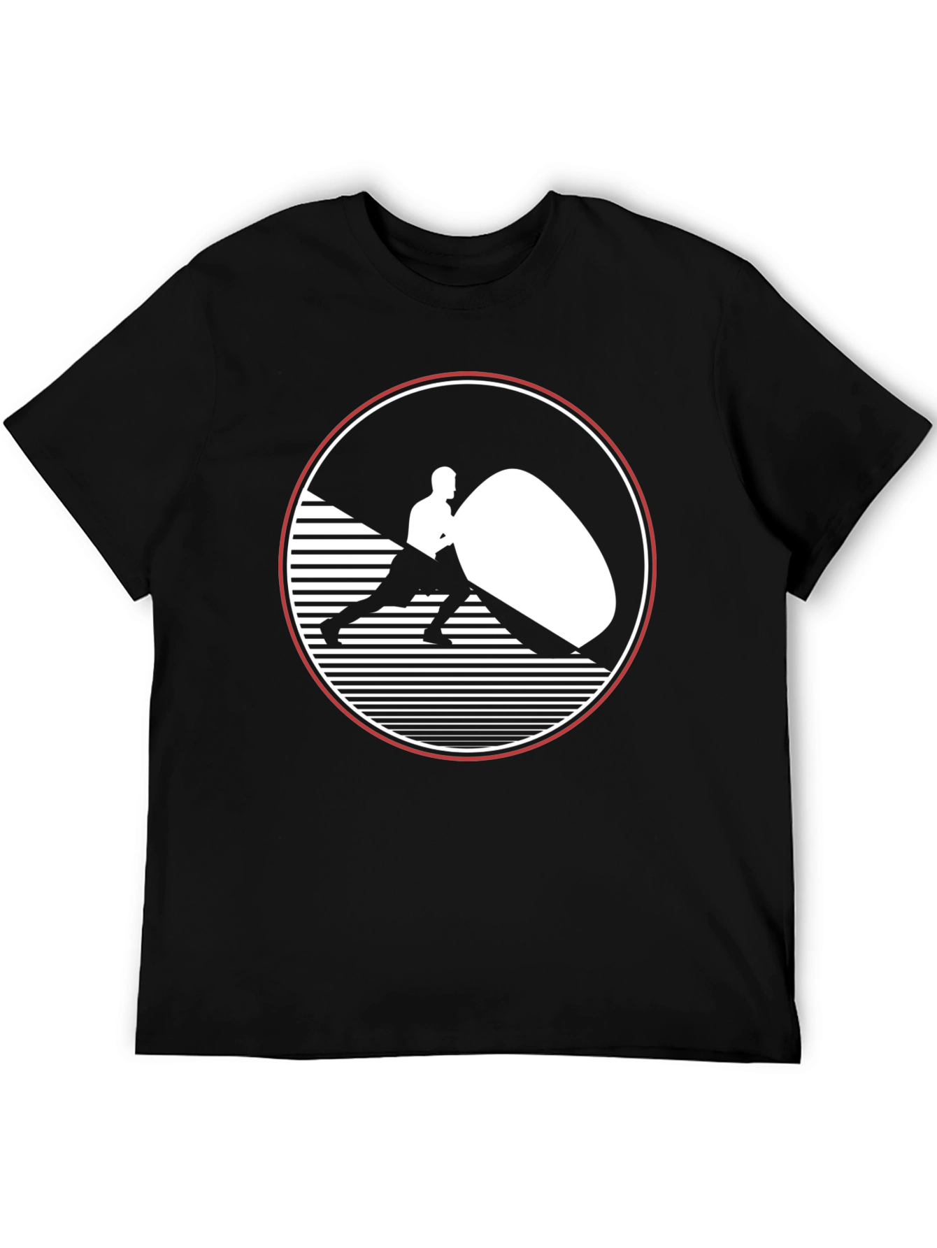 Mens Black Graphic T-Shirt - Strongman Design