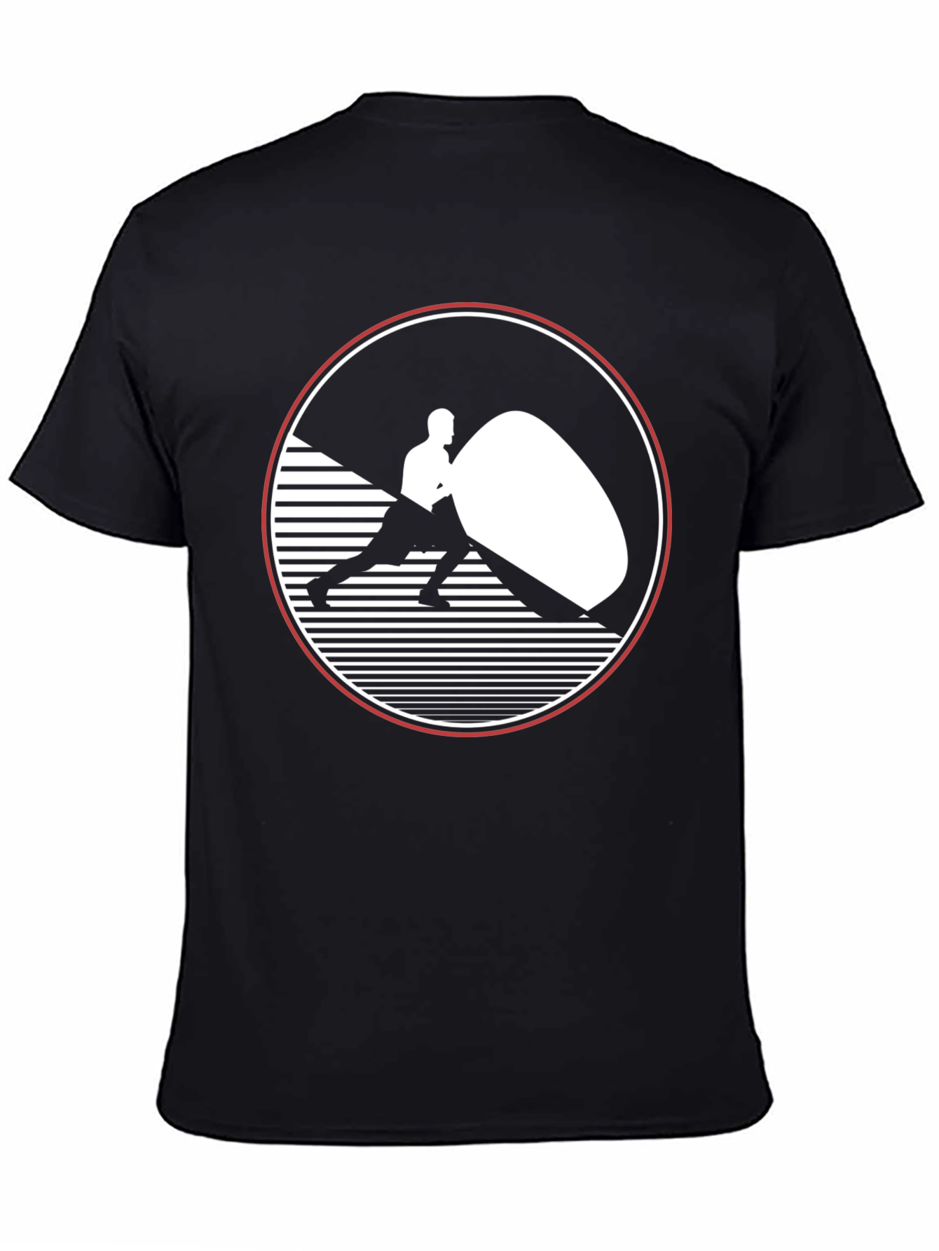 Mens Black Graphic T-Shirt - Strongman Design