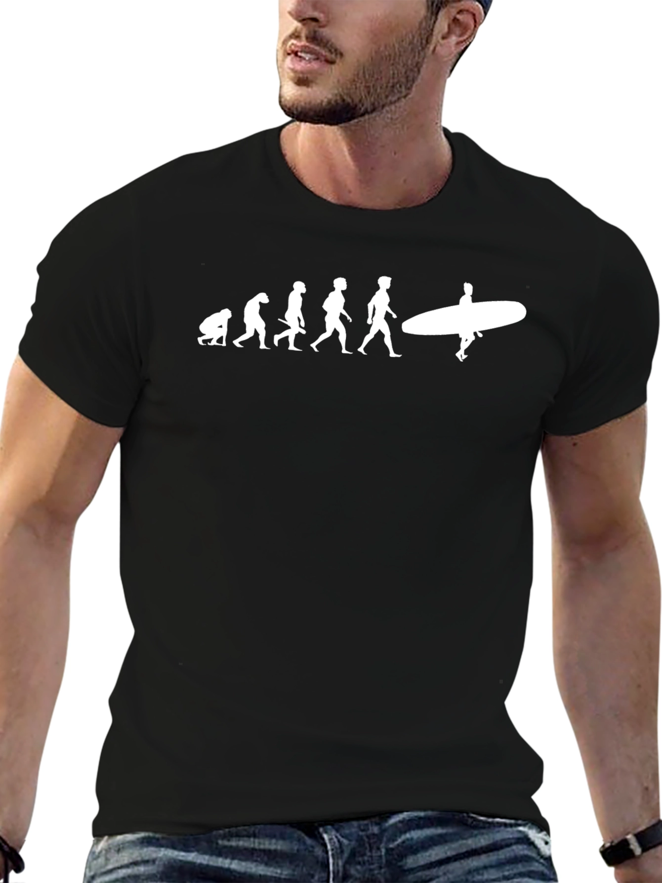 Evolution of Surfing Black T-Shirt