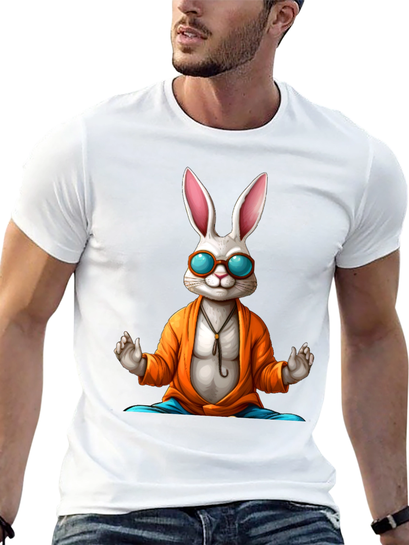 Zen Rabbit Tee - Meditating Hare Graphic T-Shirt