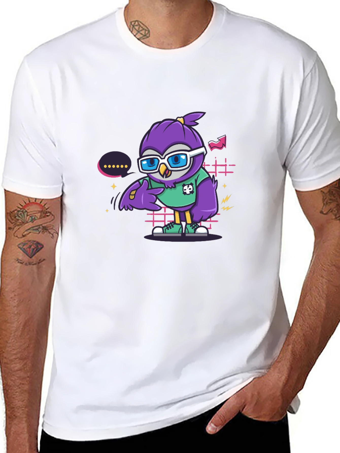 Cool Owl Graphic Tee - Trendy Cartoon Style