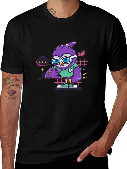 Cool Owl Graphic Tee - Trendy Cartoon Style