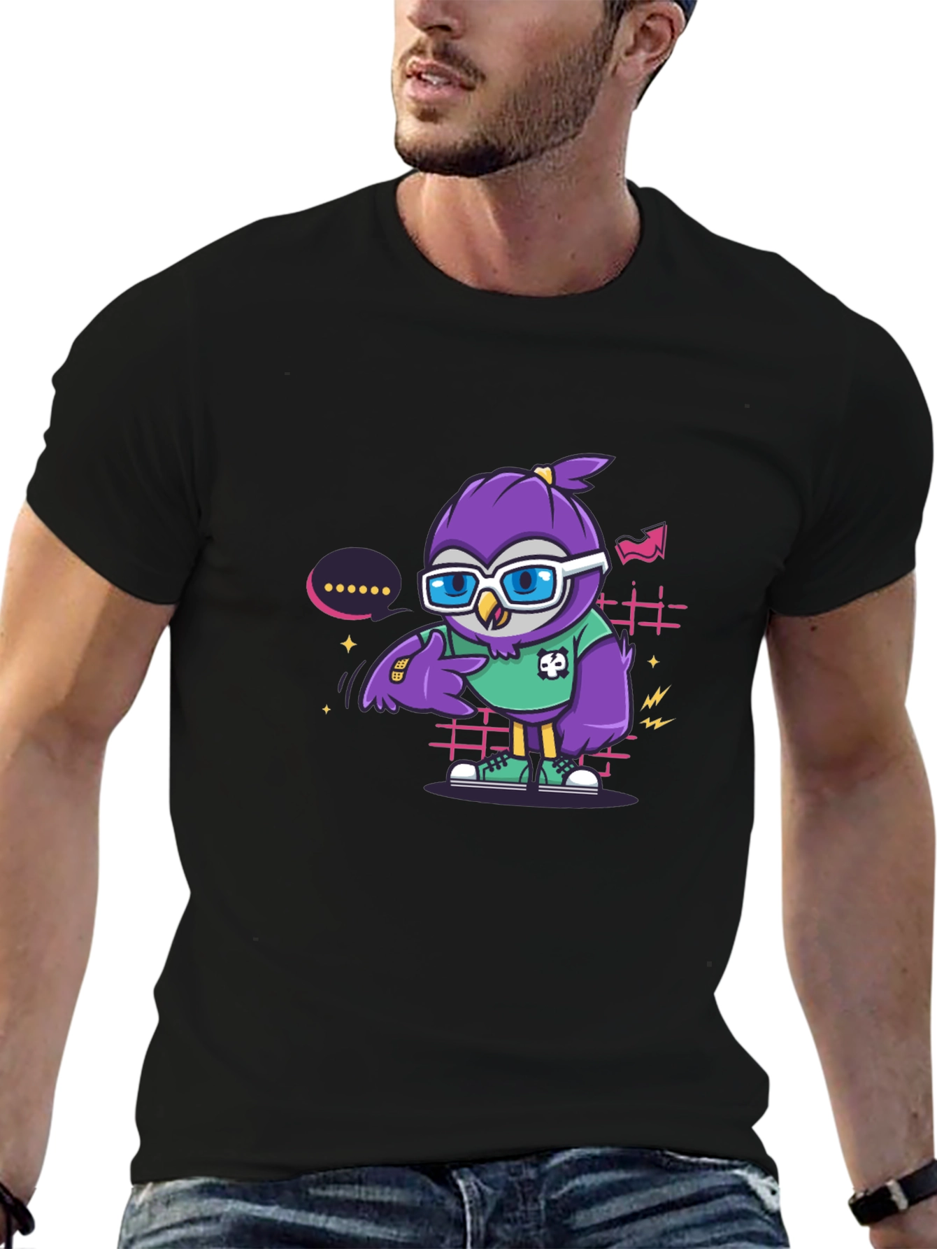Cool Owl Graphic Tee - Trendy Cartoon Style