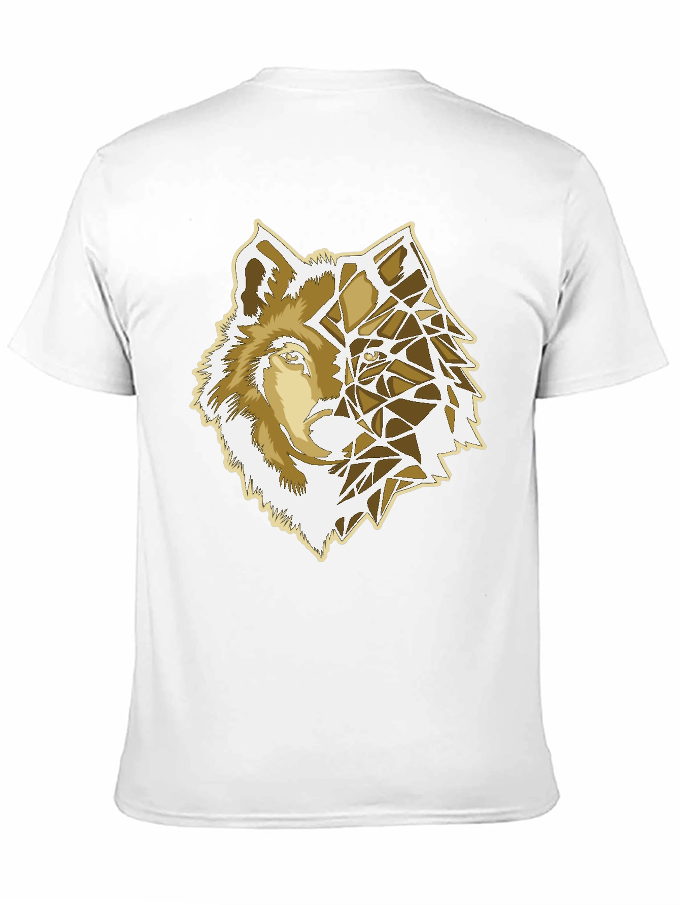 Geometric Wolf Graphic Print Black T-Shirt