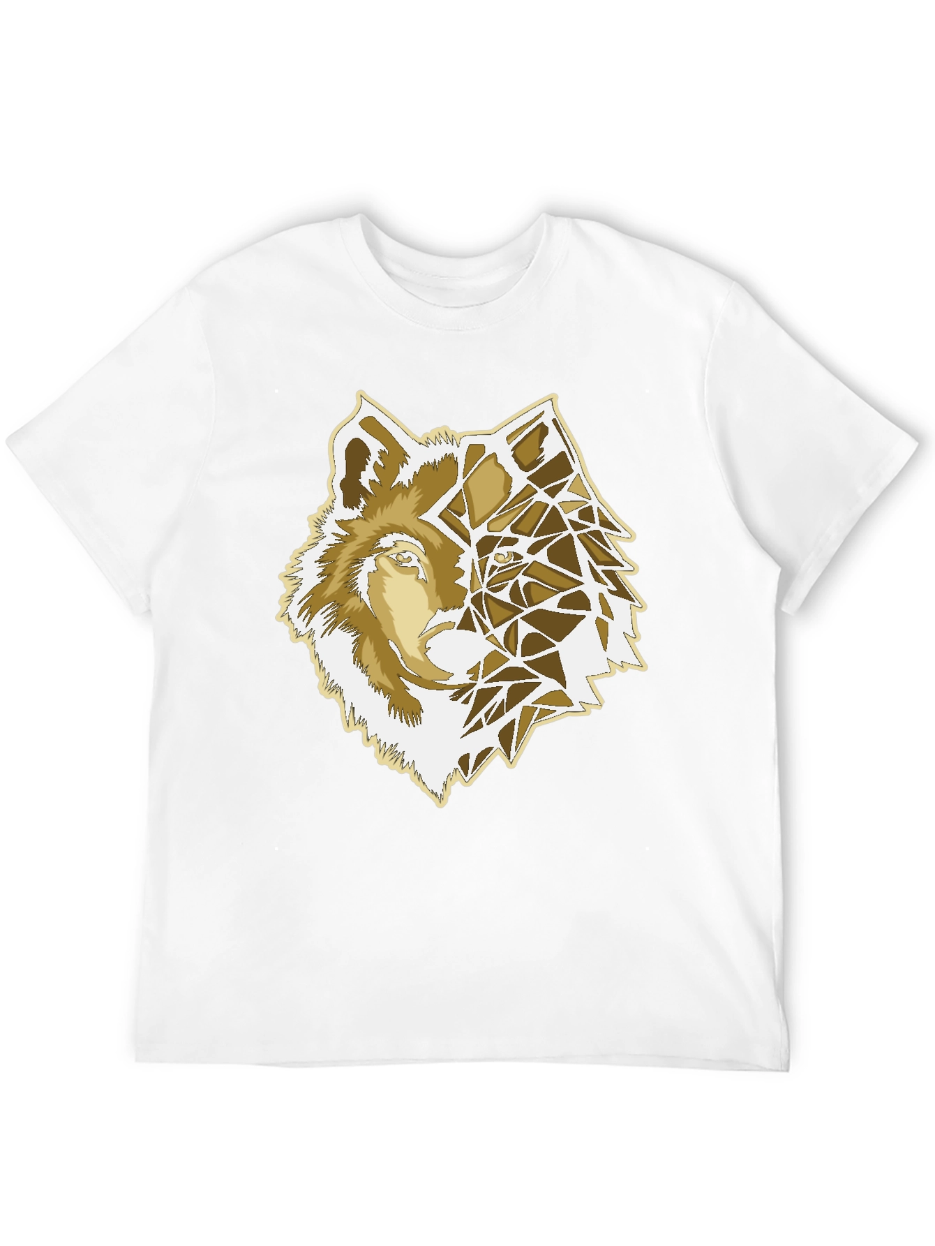 Geometric Wolf Graphic Print Black T-Shirt