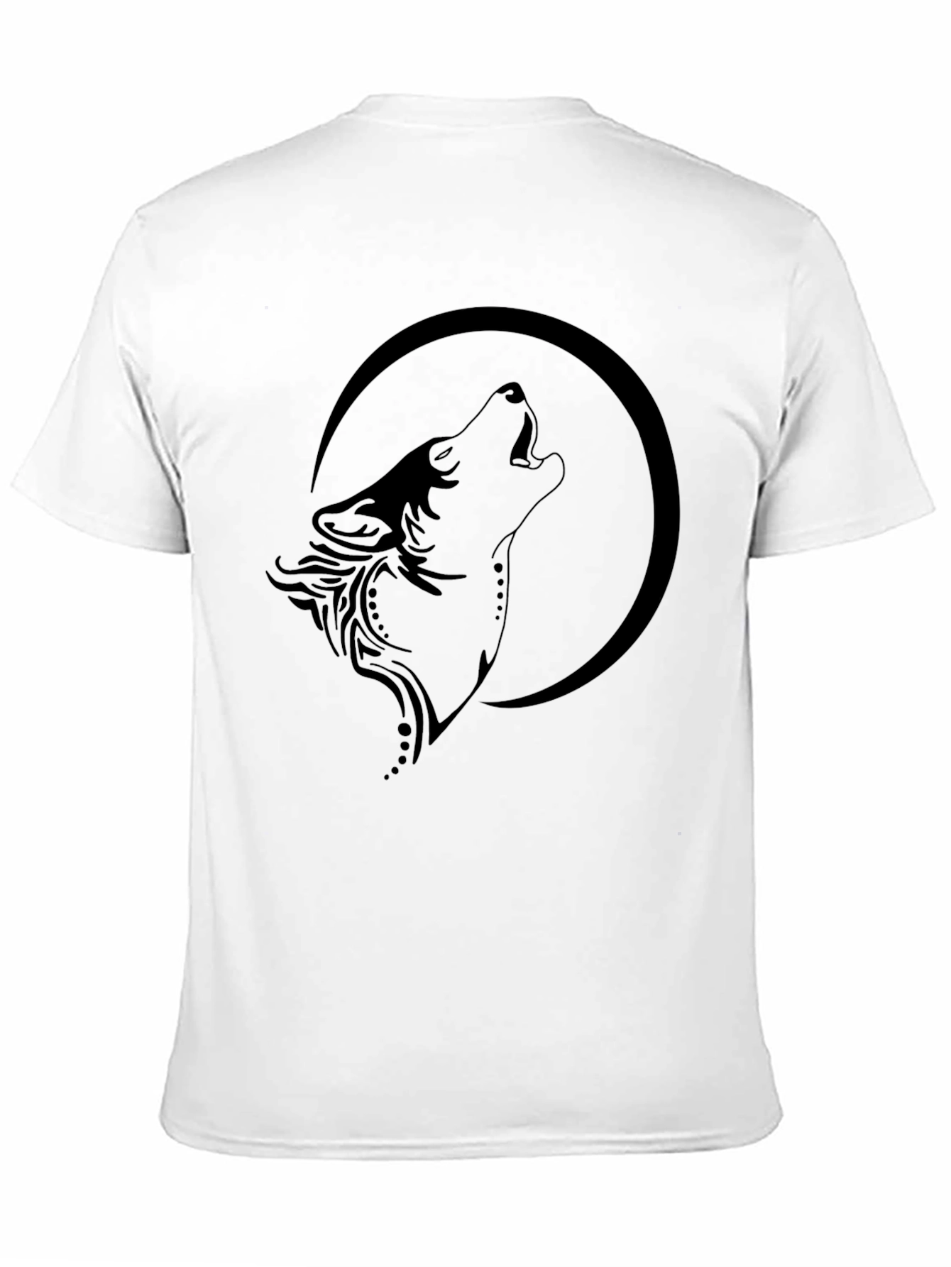 Wolf Howling at Moon Graphic Black T-Shirt