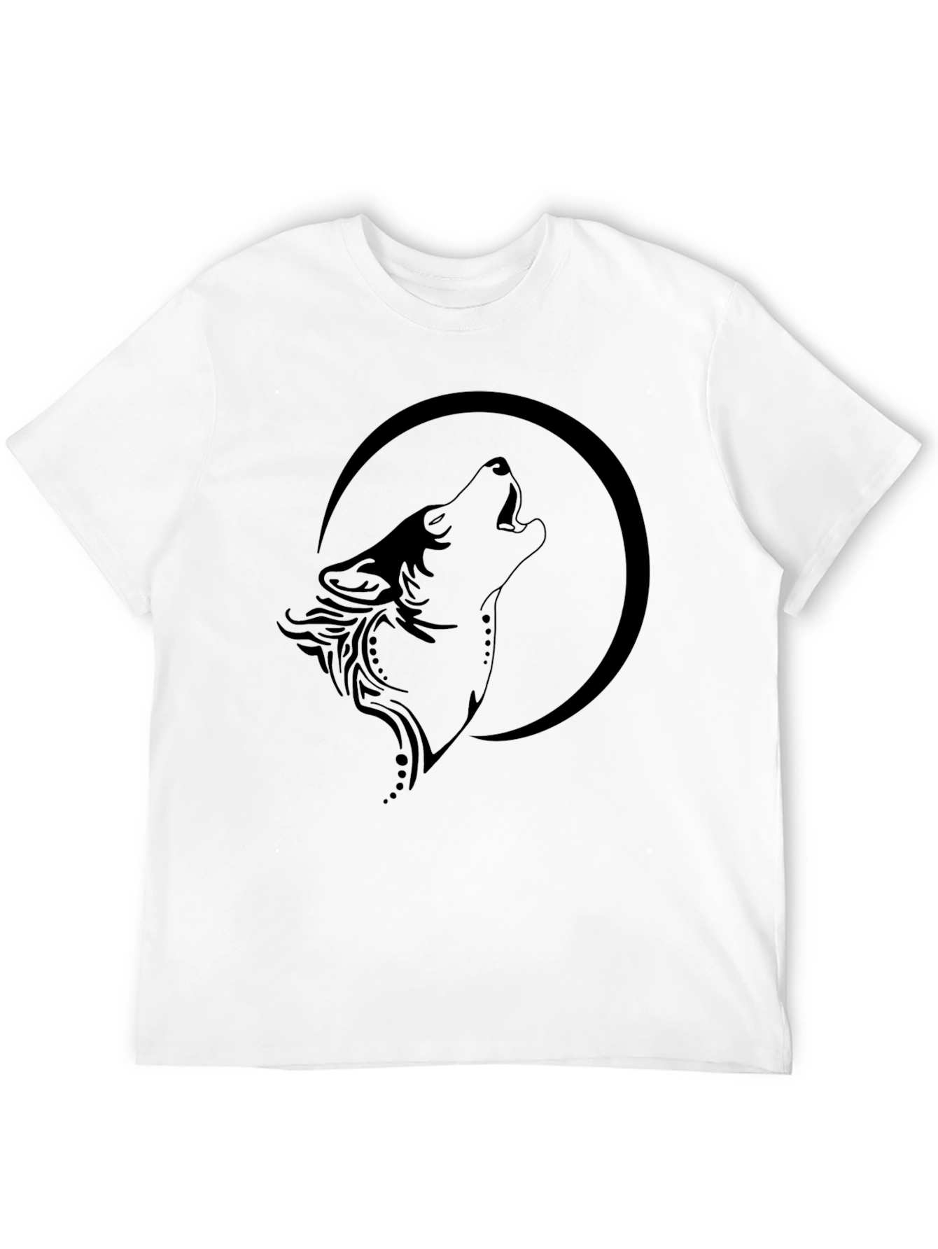 Wolf Howling at Moon Graphic Black T-Shirt