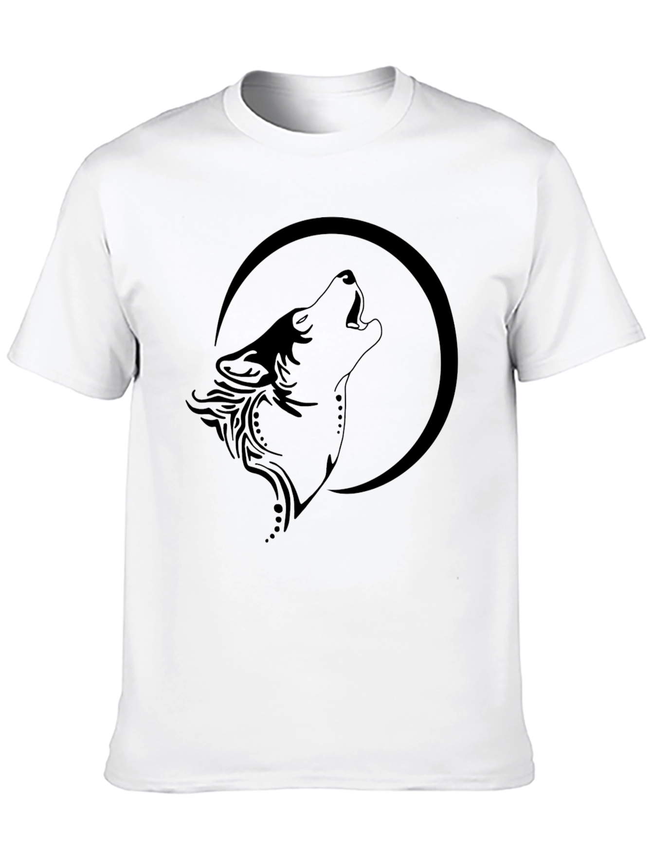 Wolf Howling at Moon Graphic Black T-Shirt