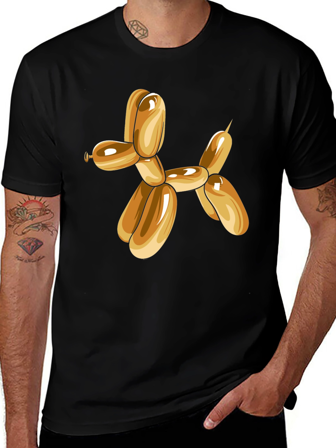 Balloon Dog Graphic Tee - Black Cotton Blend