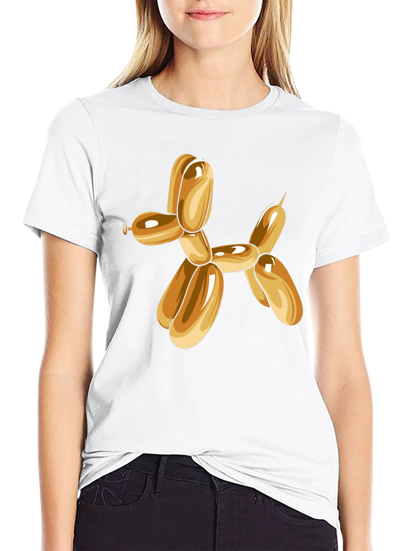 Balloon Dog Graphic Tee - Black Cotton Blend