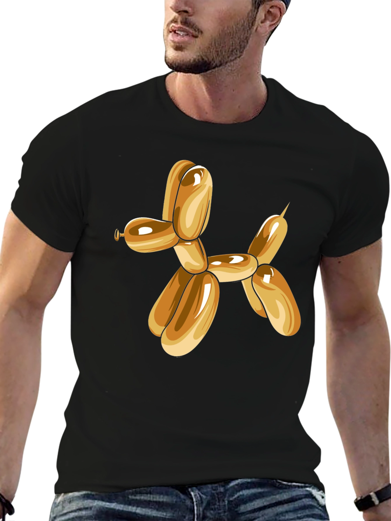 Balloon Dog Graphic Tee - Black Cotton Blend