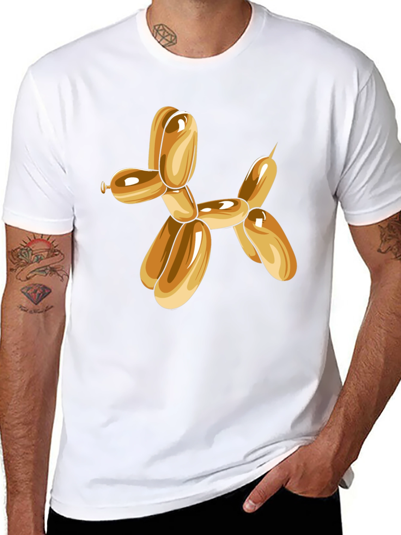 Balloon Dog Graphic Tee - Black Cotton Blend
