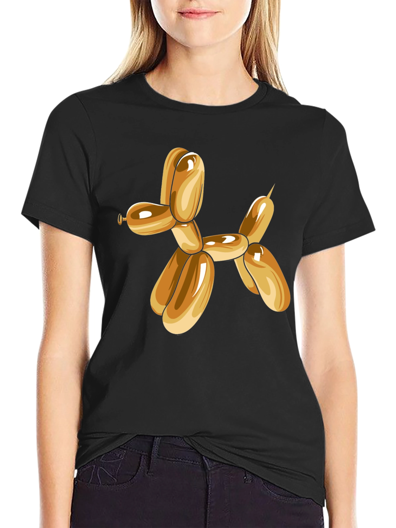 Balloon Dog Graphic Tee - Black Cotton Blend