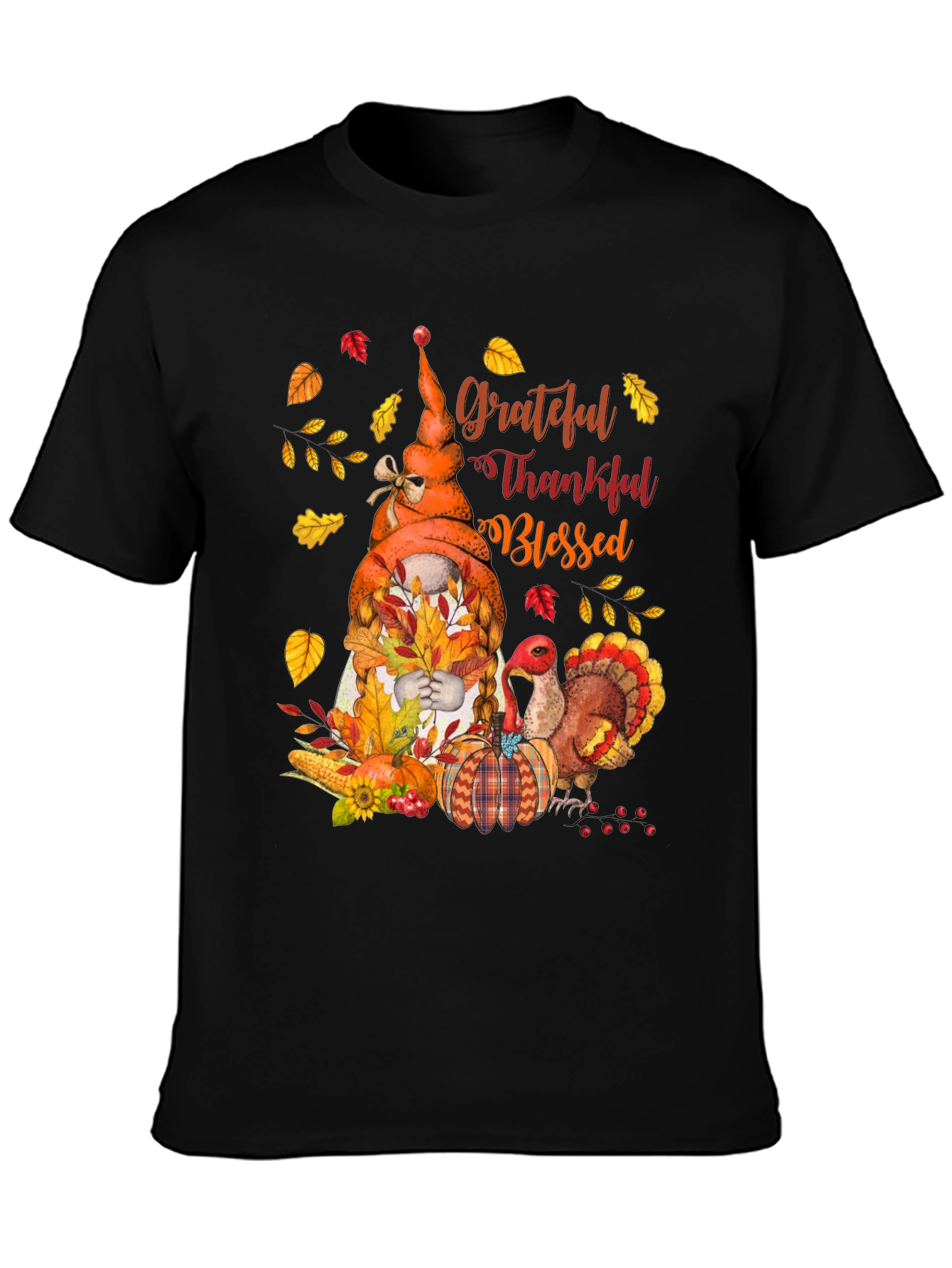 Grateful Thankful Blessed Thanksgiving T-Shirt
