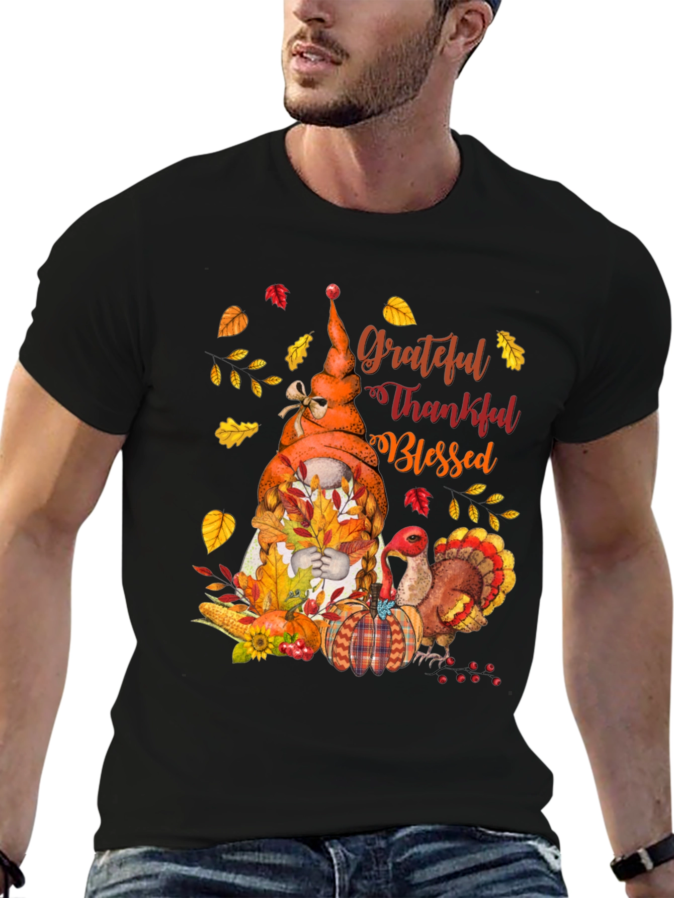Grateful Thankful Blessed Thanksgiving T-Shirt