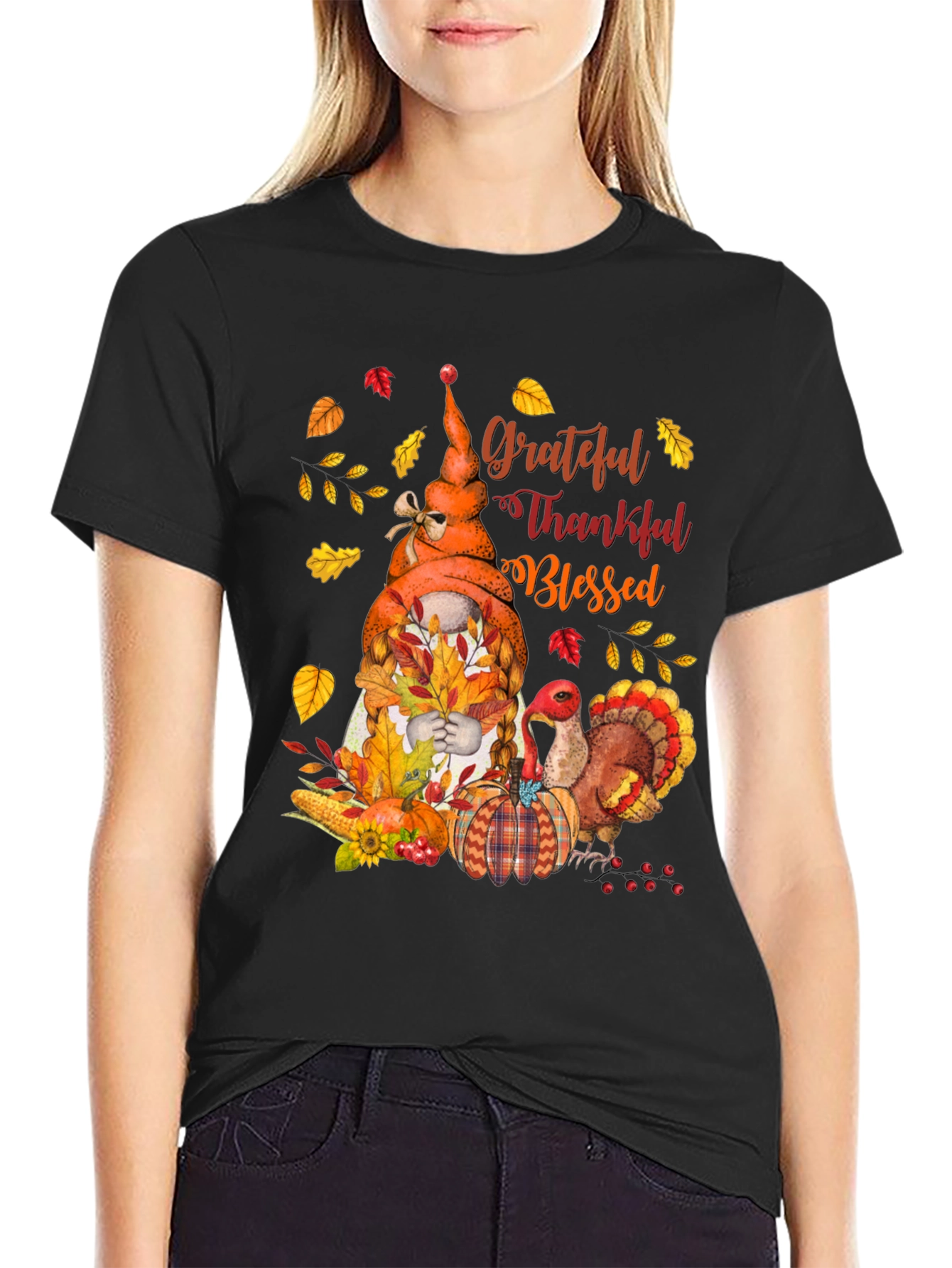 Grateful Thankful Blessed Thanksgiving T-Shirt