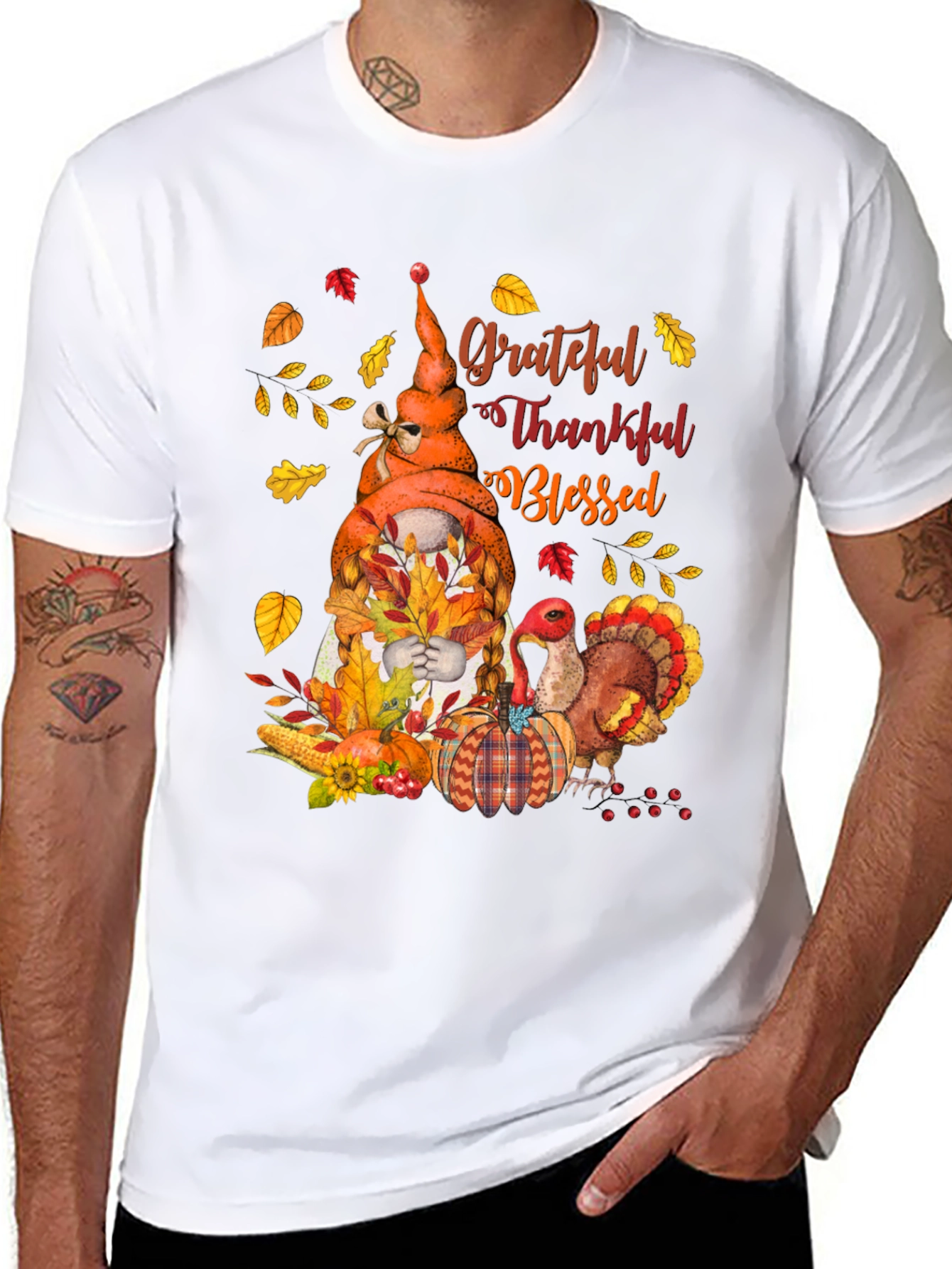 Grateful Thankful Blessed Thanksgiving T-Shirt