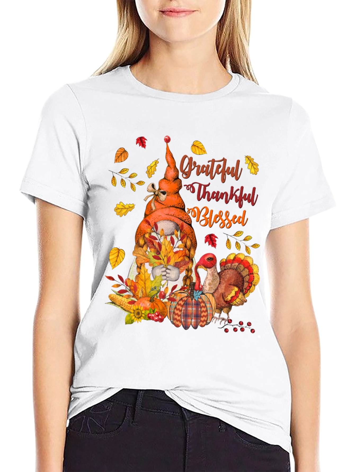 Grateful Thankful Blessed Thanksgiving T-Shirt