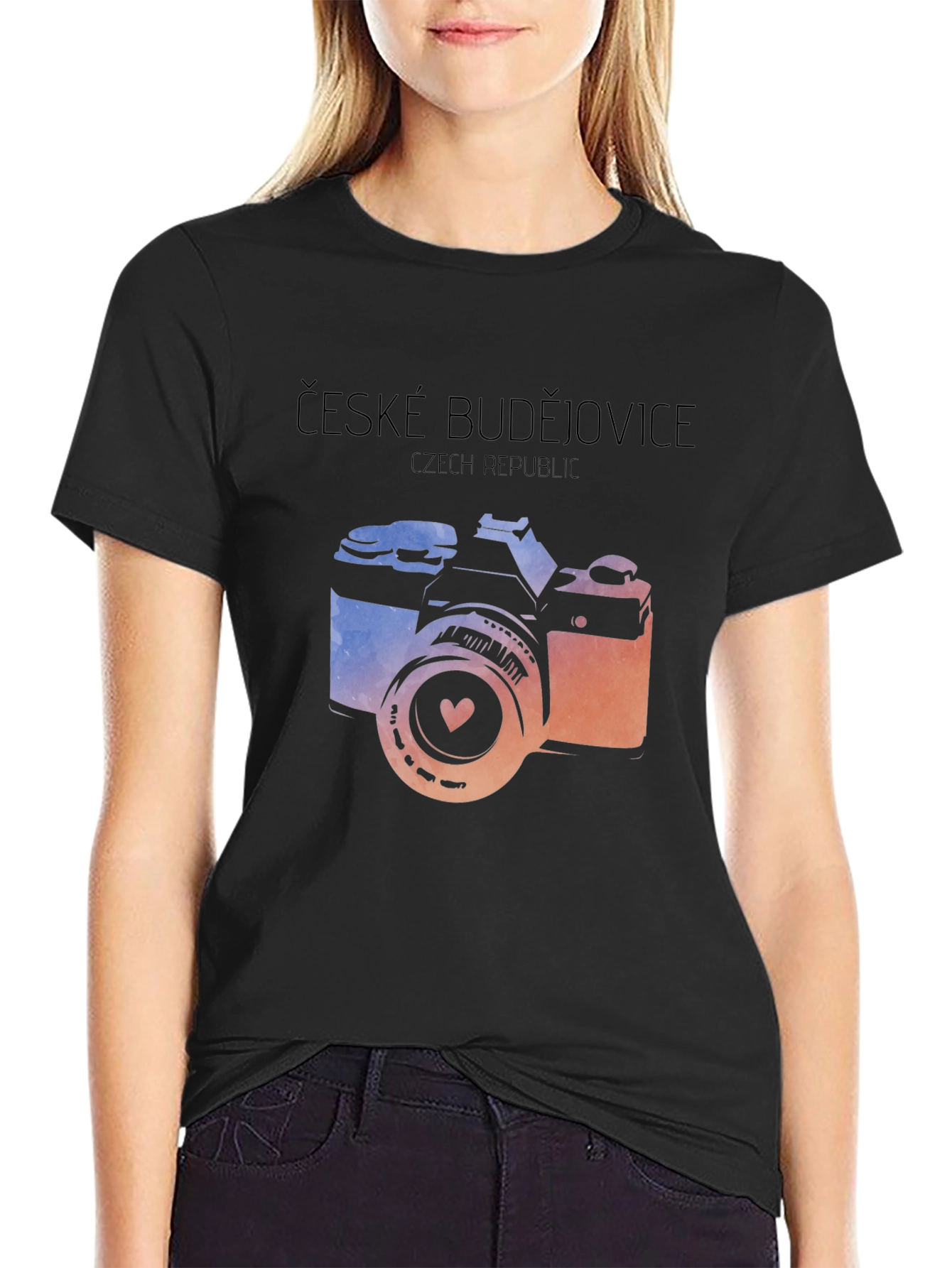 Czech Republic Camera T-Shirt - Black