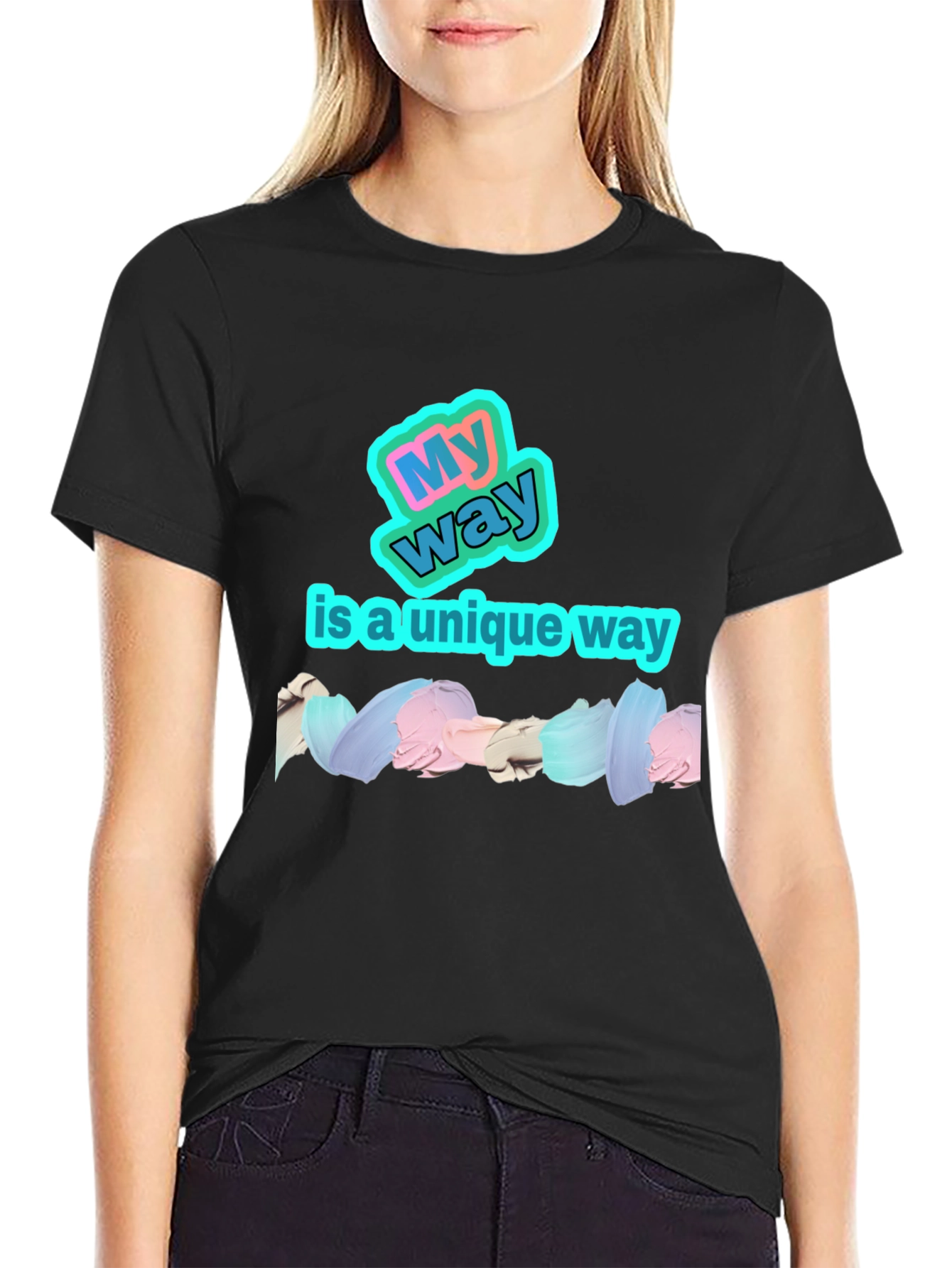 My Way Unique Black Graphic T-Shirt