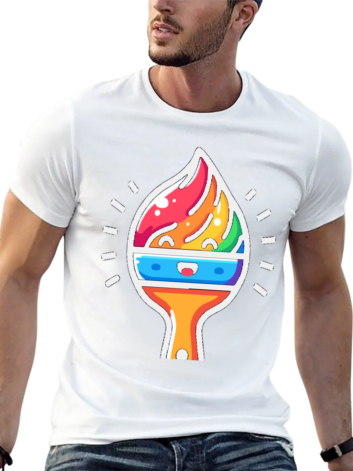 Rainbow Brushstroke Graphic Tee