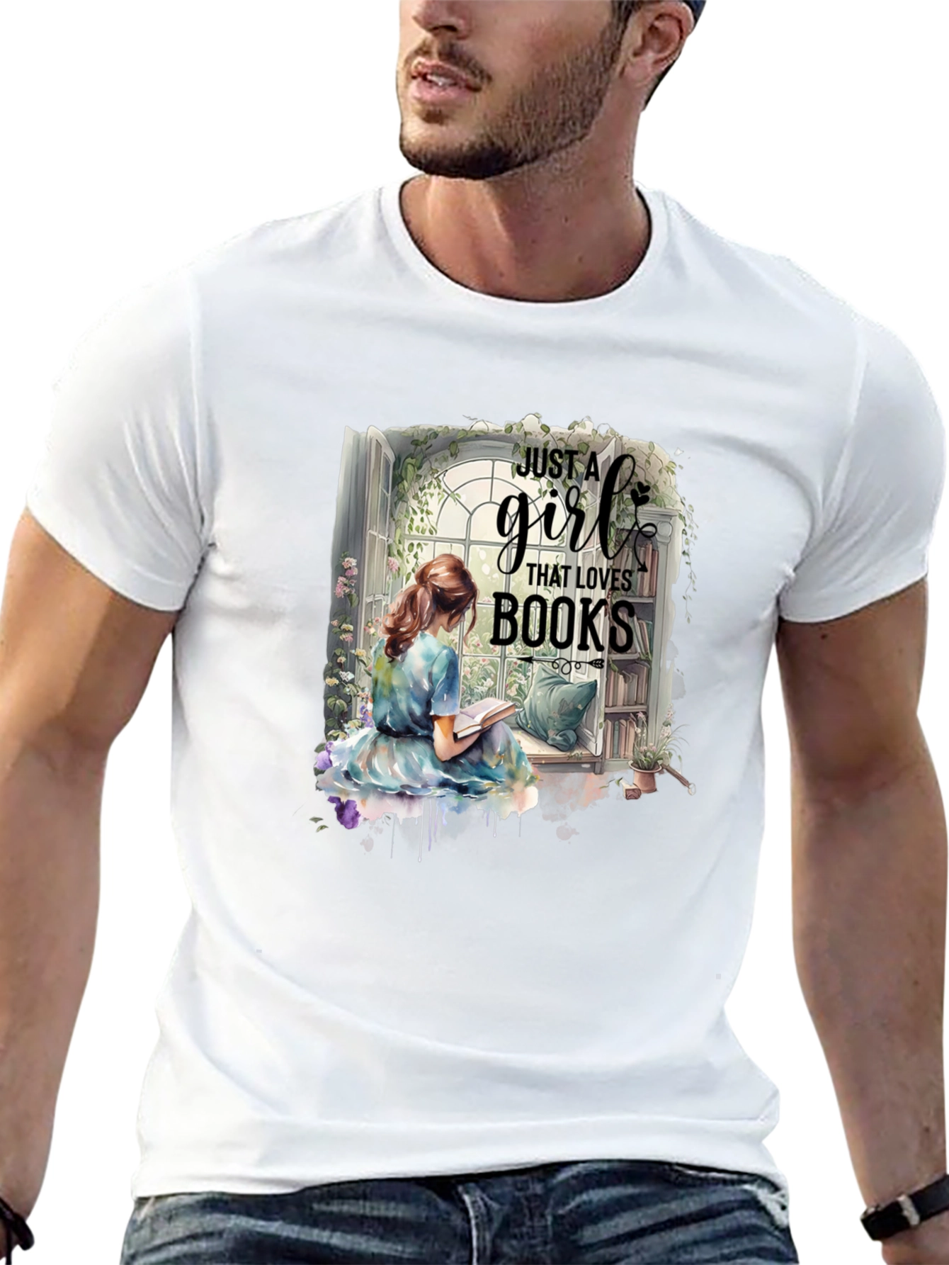 Just a Girl Who Loves Books Black T-Shirt