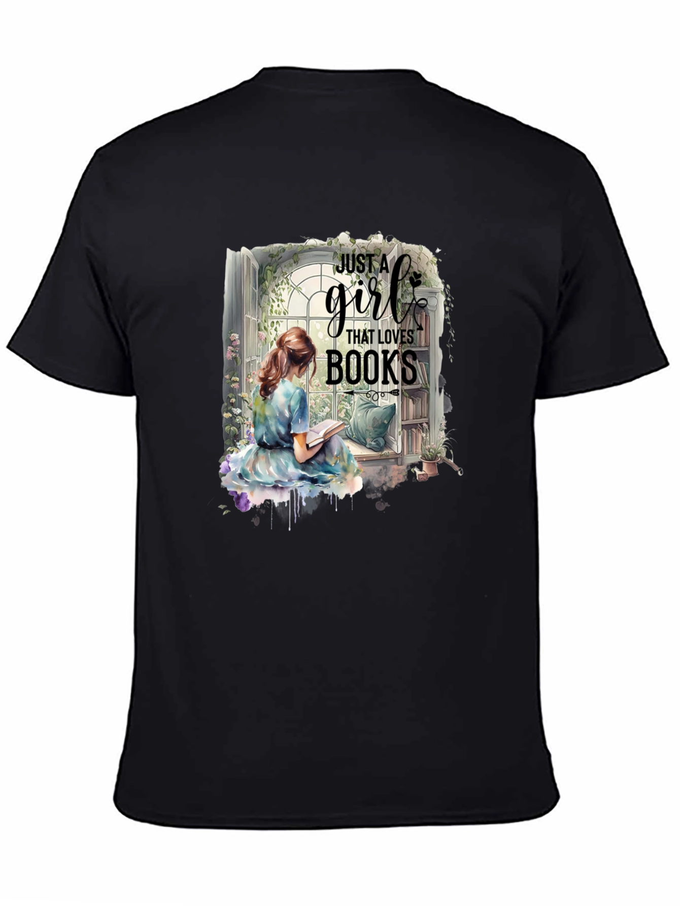 Just a Girl Who Loves Books Black T-Shirt