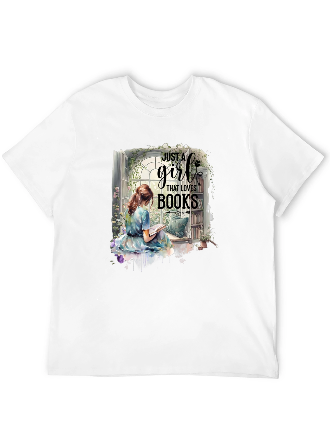 Just a Girl Who Loves Books Black T-Shirt