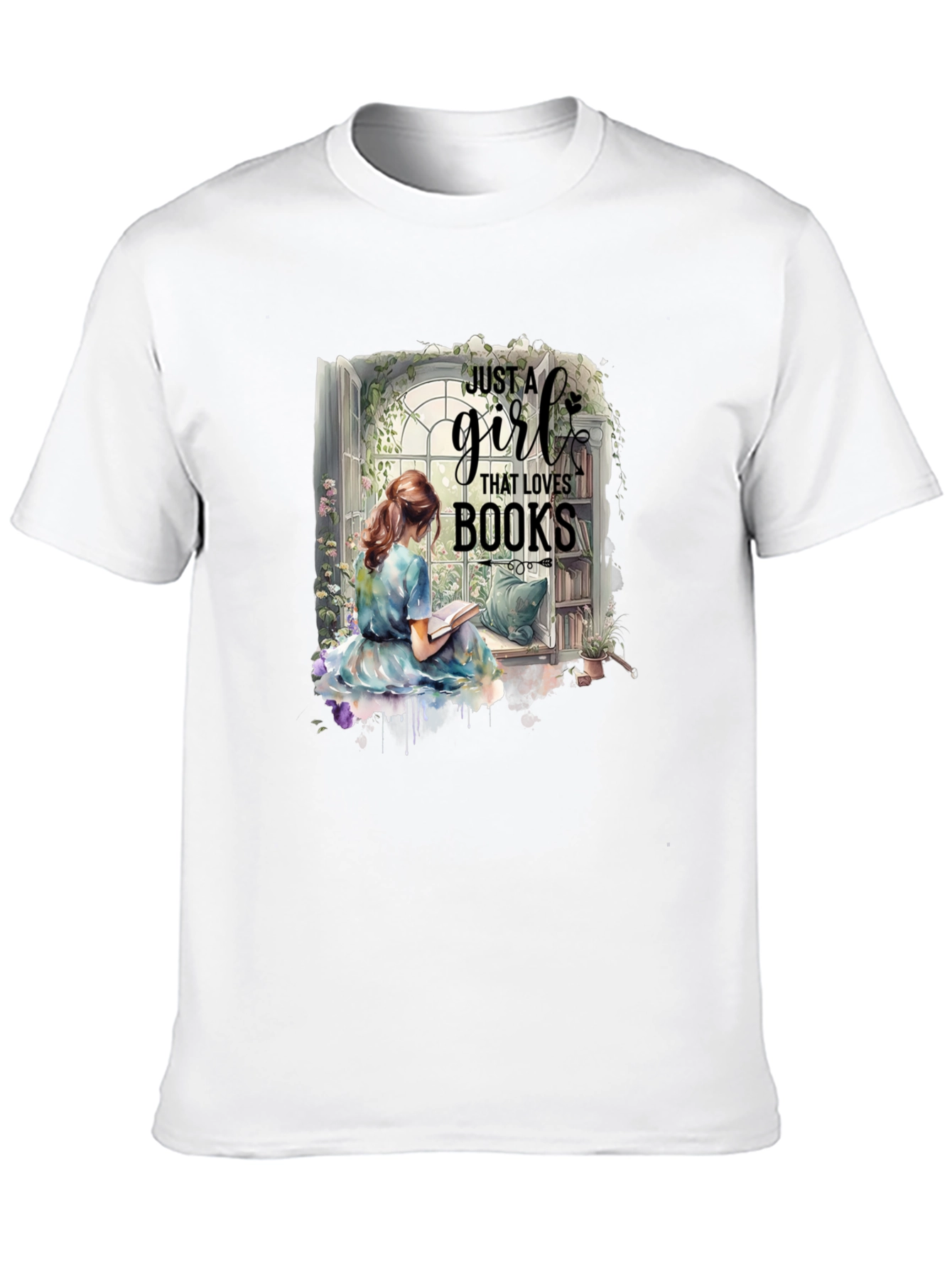 Just a Girl Who Loves Books Black T-Shirt