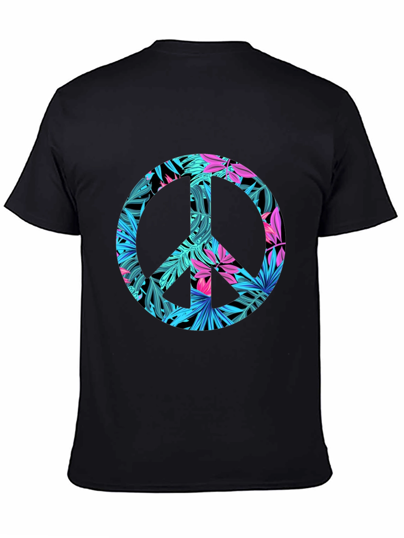 Tropical Peace Sign Black T-Shirt