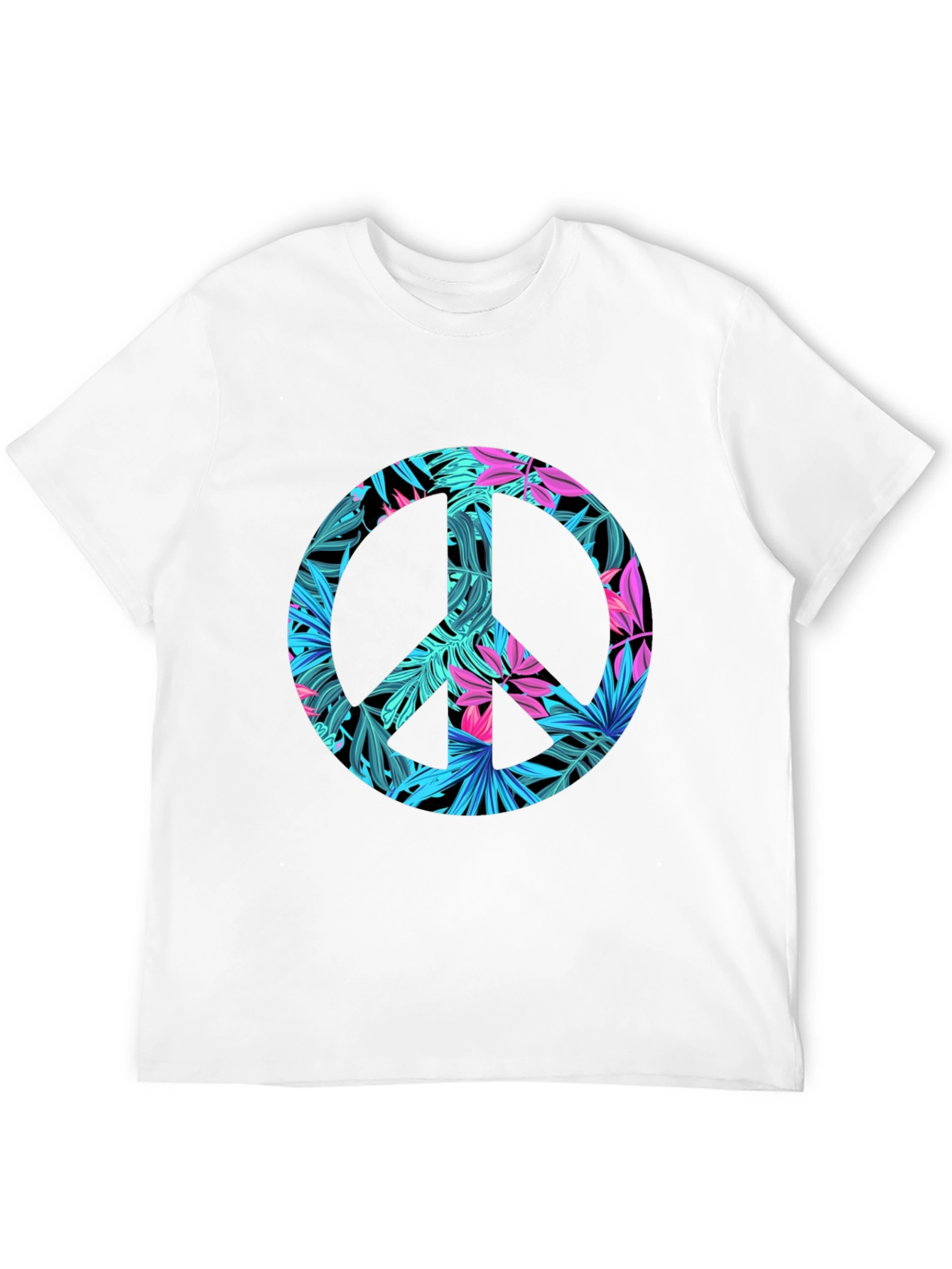 Tropical Peace Sign Black T-Shirt