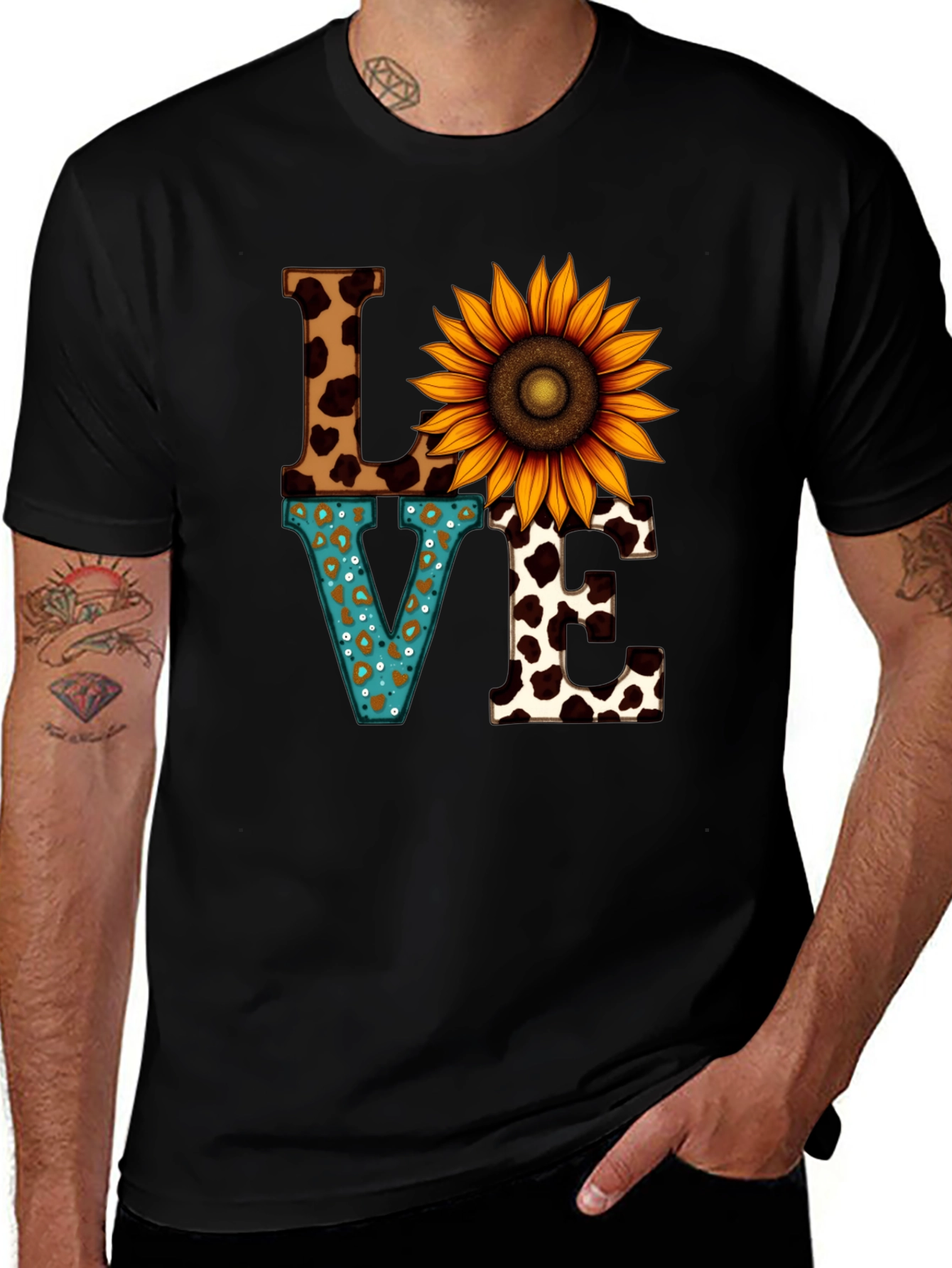 Love Sunflower Graphic T-Shirt - Unique Print