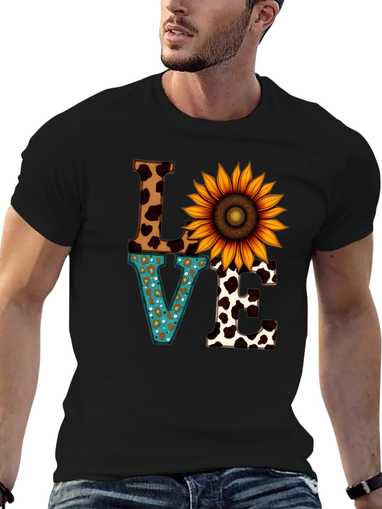 Love Sunflower Graphic T-Shirt - Unique Print