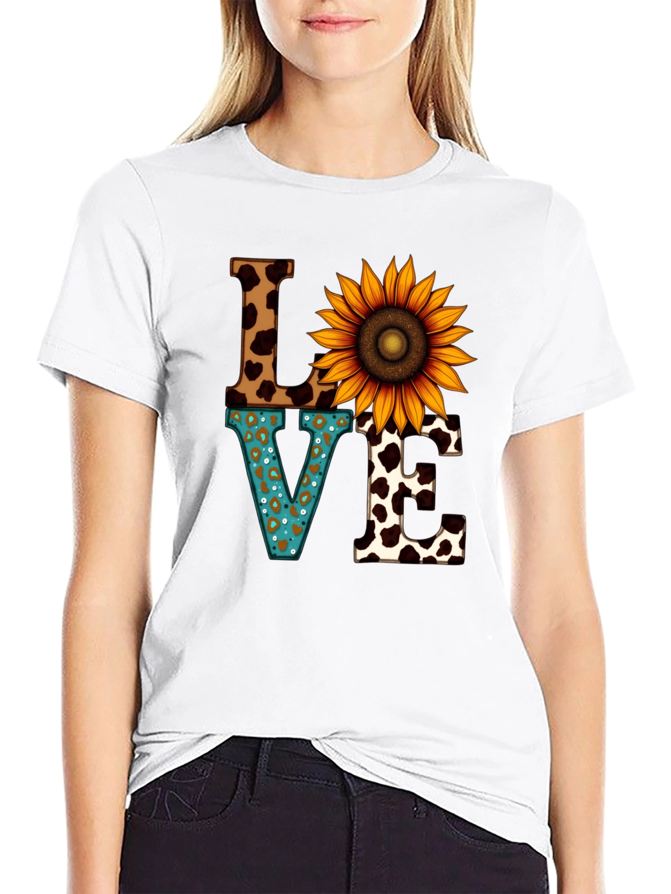 Love Sunflower Graphic T-Shirt - Unique Print