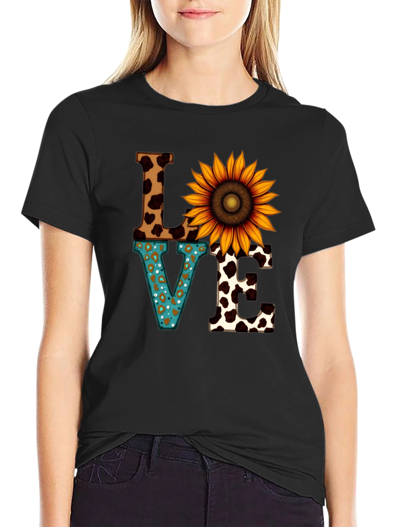 Love Sunflower Graphic T-Shirt - Unique Print