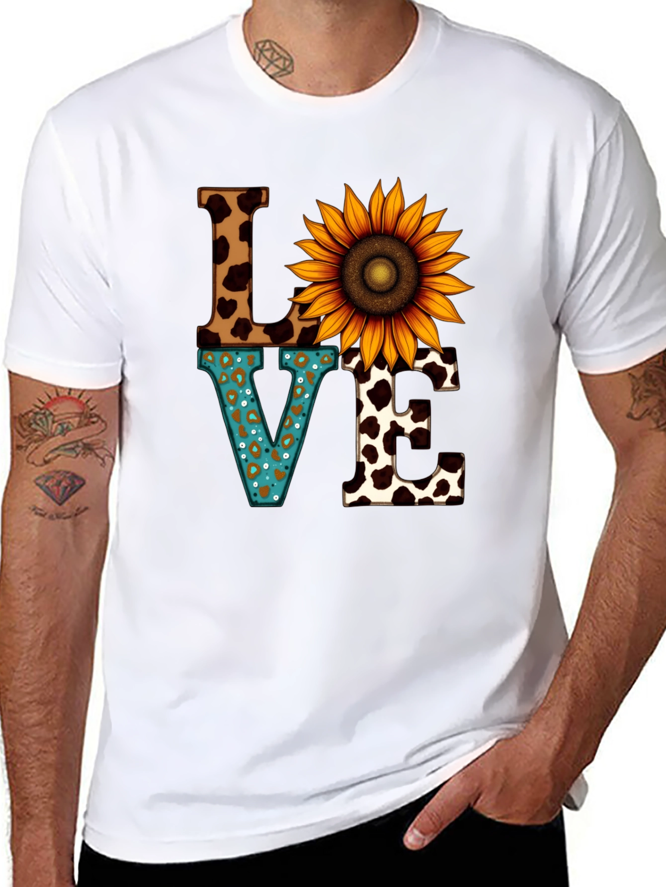 Love Sunflower Graphic T-Shirt - Unique Print