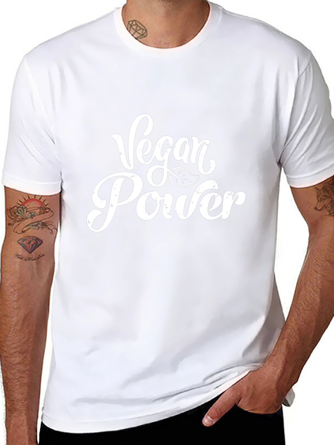 Vegan Power T-Shirt - Black Crew Neck