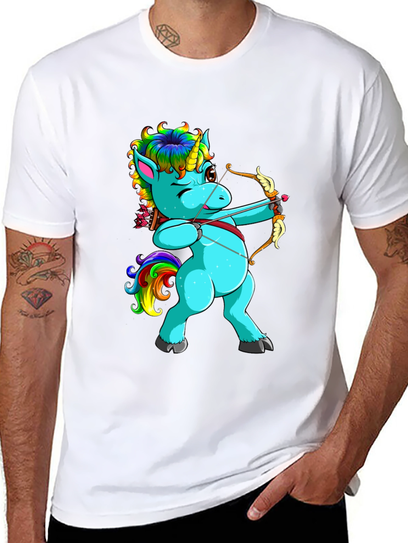 Unicorn Archer Graphic T-Shirt - Black