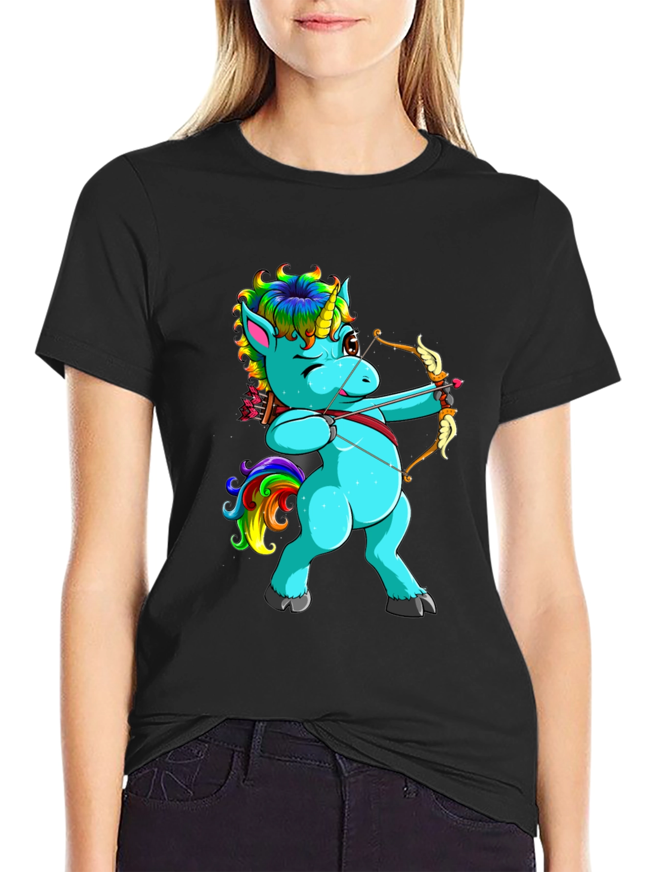 Unicorn Archer Graphic T-Shirt - Black