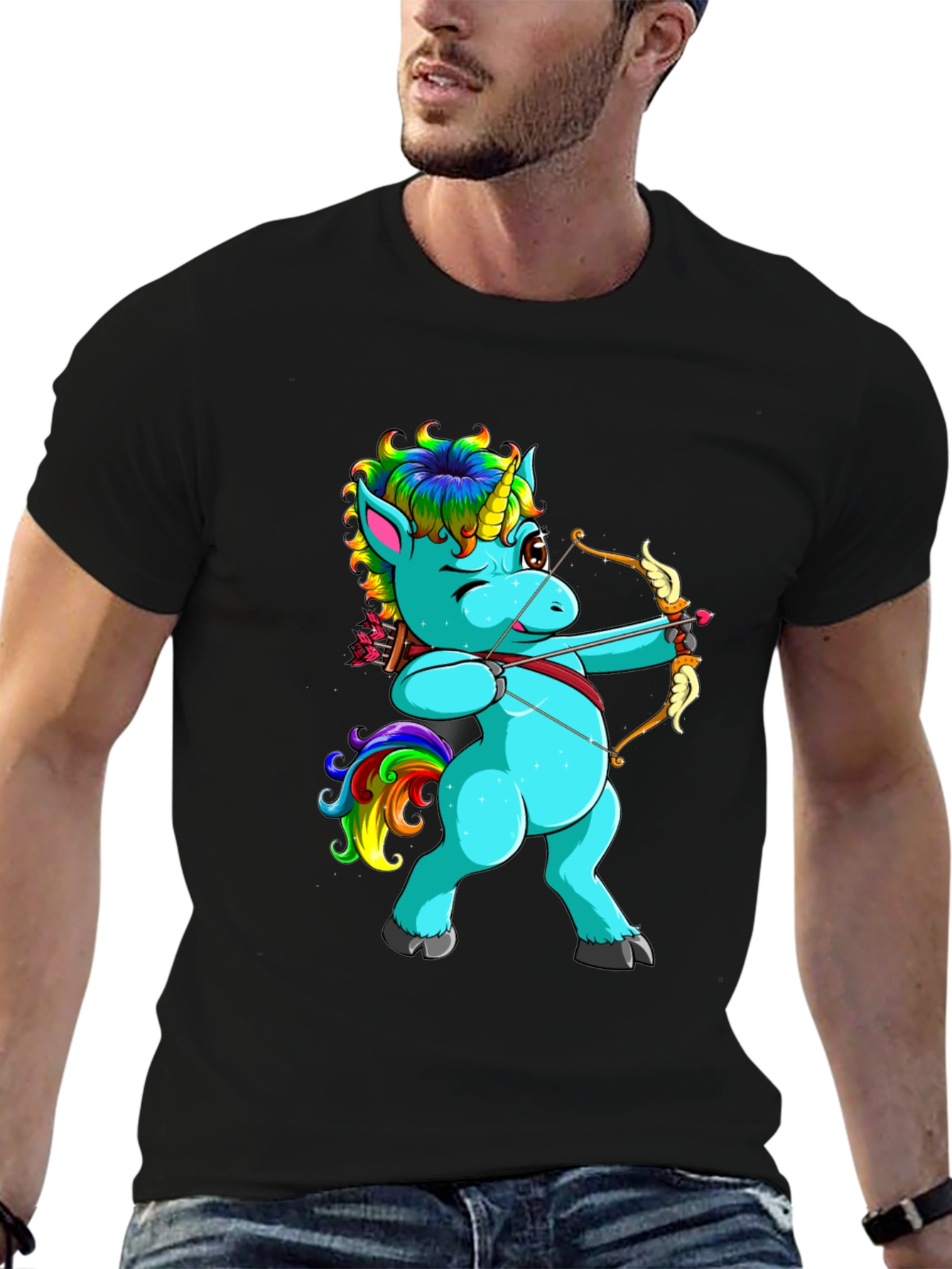 Unicorn Archer Graphic T-Shirt - Black