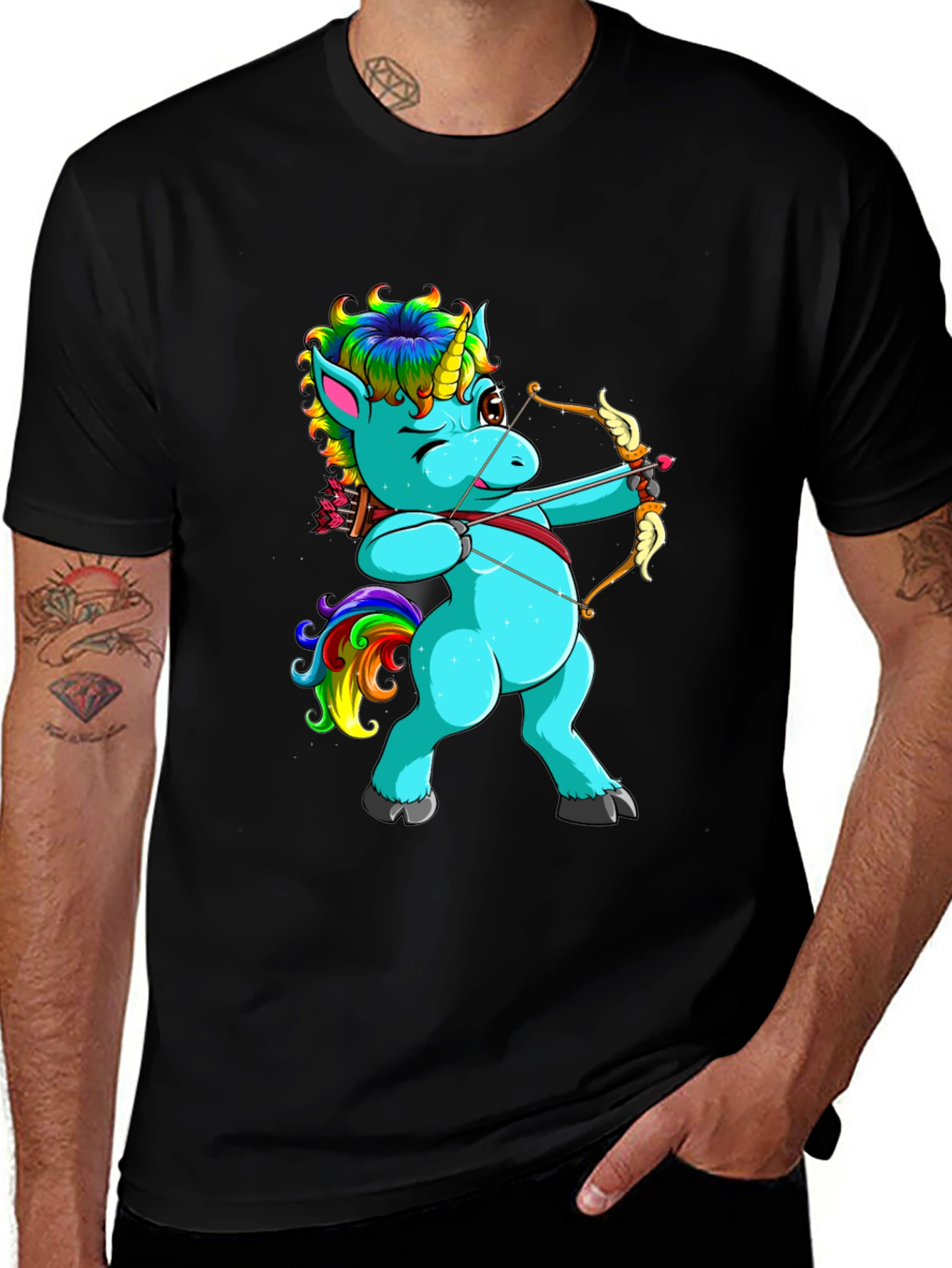 Unicorn Archer Graphic T-Shirt - Black