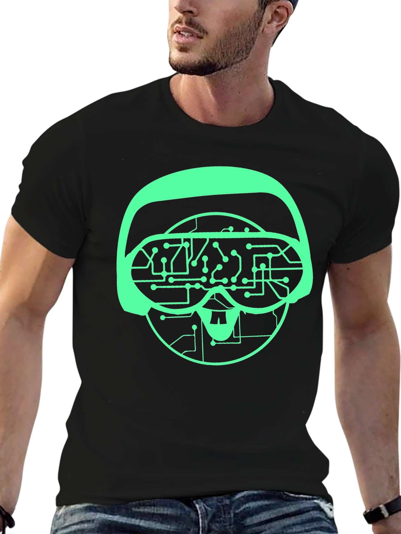 Tech Skull Graphic Tee - VR Headset Circuit Design