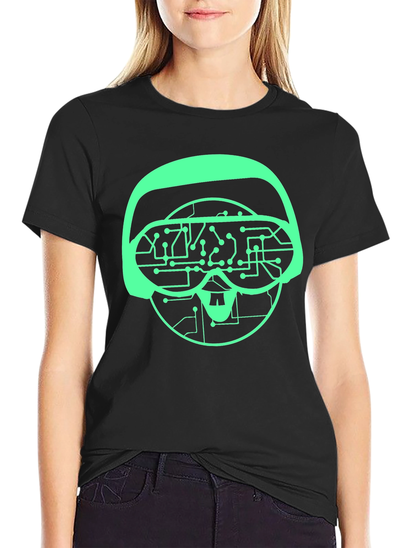 Tech Skull Graphic Tee - VR Headset Circuit Design