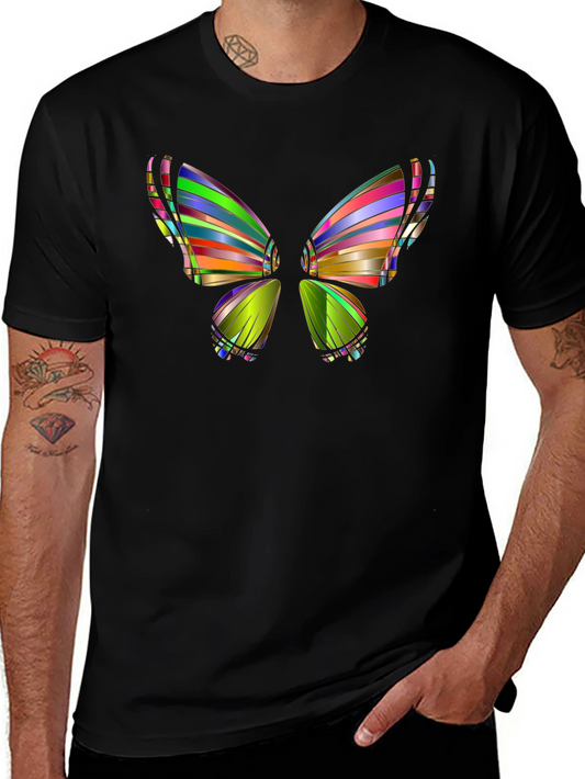 Abstract Butterfly Graphic Mens Black T-Shirt