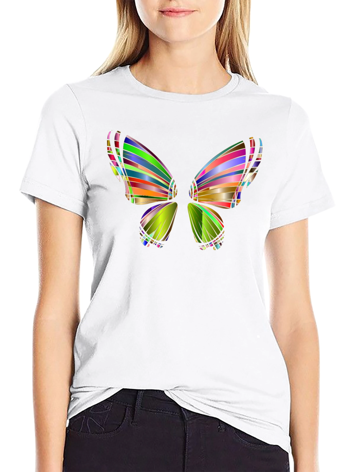 Abstract Butterfly Graphic Mens Black T-Shirt